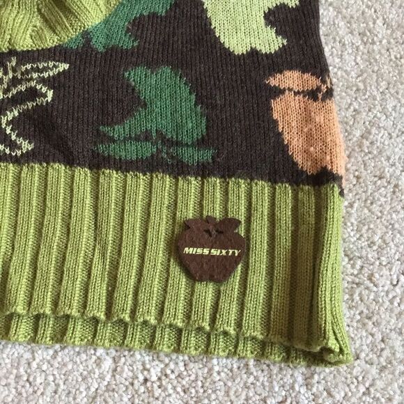 VERY RARE vintage Miss Sixty Wool Apple Design Green Sweater Vest - Picture 2 of 9